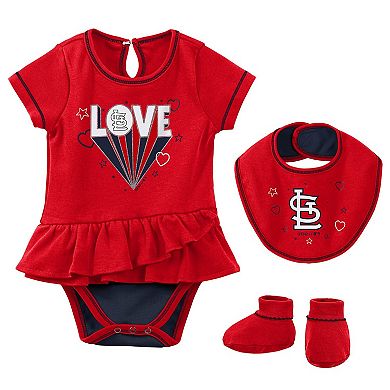 Girls Newborn & Infant Red St. Louis Cardinals Play Your Best Bodysuit, Bib & Booties Set