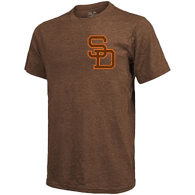 Men's Majestic Threads Brown San Diego Padres Throwback Logo Tri-Blend T-Shirt