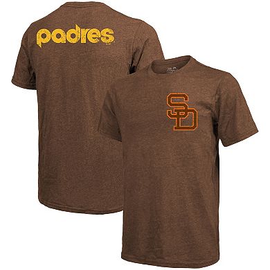 Men's Majestic Threads Brown San Diego Padres Throwback Logo Tri-Blend T-Shirt
