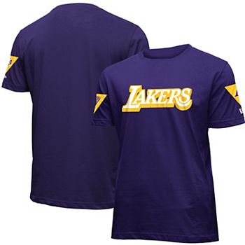 Los Angeles Lakers New Era Raglan Jersey Button-Up T-Shirt - Purple