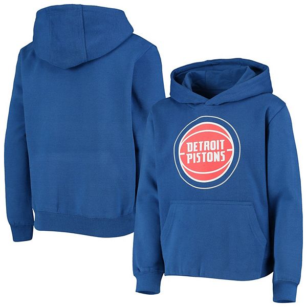 Youth Blue Detroit Pistons Primary Logo Fleece Pullover Hoodie