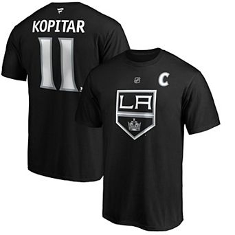 Men's Fanatics Branded Anze Kopitar Black Los Angeles Kings Team Authentic Stack Name & Number T-Shirt