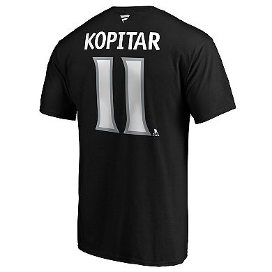 Men's Fanatics Branded Anze Kopitar Black Los Angeles Kings Team Authentic Stack Name & Number T-Shirt