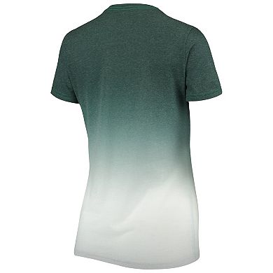 Women's Heathered Green Michigan State Spartans Ombre V-Neck T-Shirt