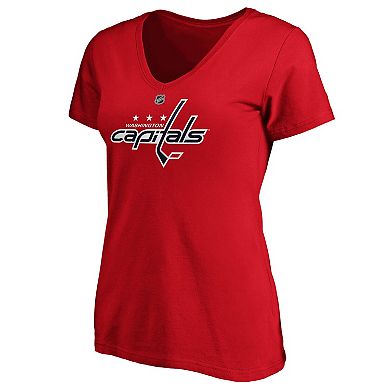 Women's Fanatics Branded Tom Wilson Red Washington Capitals Authentic Stack Name and Number V-Neck T-Shirt