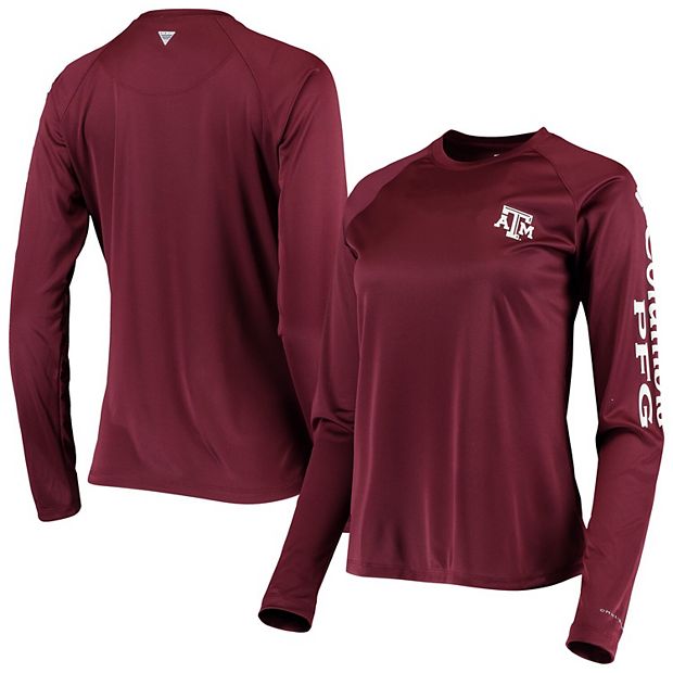 Women's Columbia Maroon Texas A&M Aggies PFG Tidal Omni-Shade Long Sleeve T- Shirt