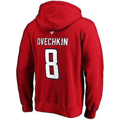 Men's Fanatics Branded Alexander Ovechkin Red Washington Capitals Authentic Stack Player Name & Number Fitted Pullover Hoodie