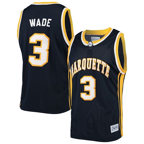 Men's Original Retro Brand Dwyane Wade Navy Marquette Golden Eagles Alumni Basketball Jersey Size: Small