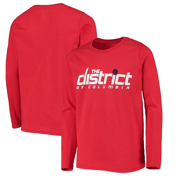 Ed Vind Litterær kunst Youth Red Washington Wizards Primary Logo Long Sleeve T-Shirt