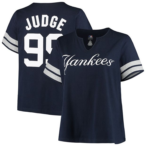 New York Yankees Women's Plus Size Notch Neck T-Shirt - White/Navy