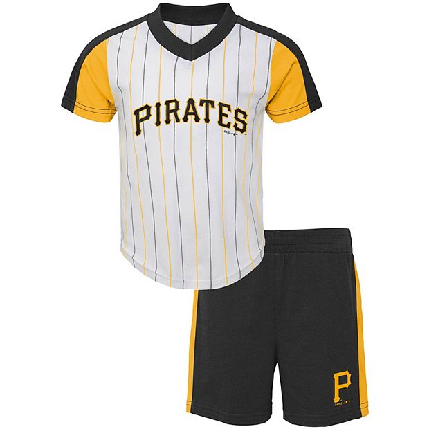 Toddler White/Black Pittsburgh Pirates The Lineup V-Neck & Shorts Set