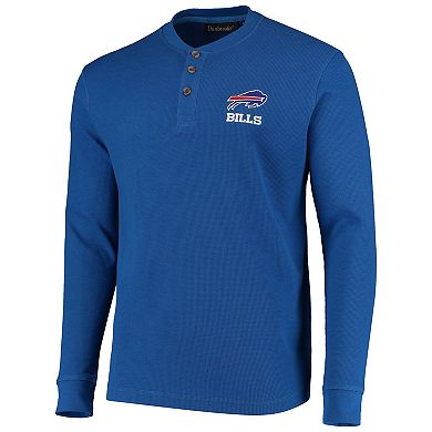 Men's Dunbrooke Royal Buffalo Bills Logo Maverick Thermal Henley Long Sleeve T-Shirt