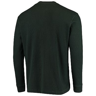 Men's Dunbrooke Green Green Bay Packers Logo Maverick Thermal Henley Long Sleeve T-Shirt