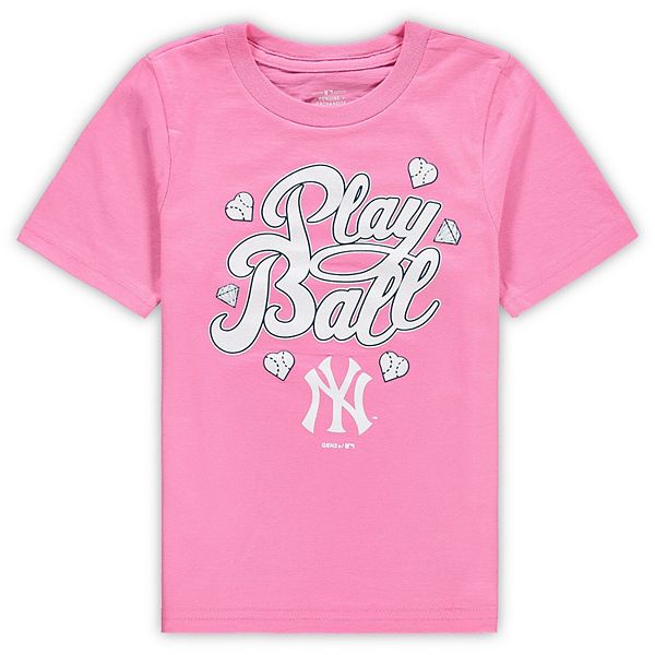 New Era Girl's New York Yankees Pink Dipdye V-Neck T-Shirt