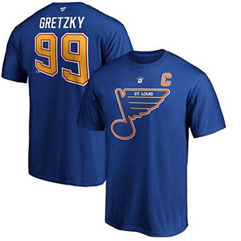 Men's Fanatics Branded Wayne Gretzky Blue St. Louis Blues Authentic Stack Retired Player Name & Number T-Shirt