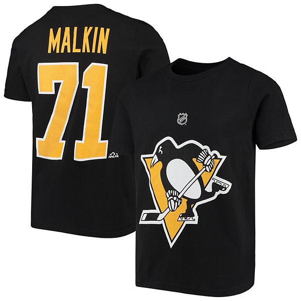 Evgeni Malkin Pittsburgh Penguins #71 Black Yellow Home Youth Name And Number T Shirt 