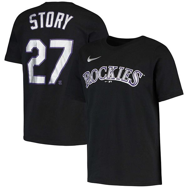 Youth Nike Trevor Story Black Colorado Rockies Player Name & Number T-Shirt