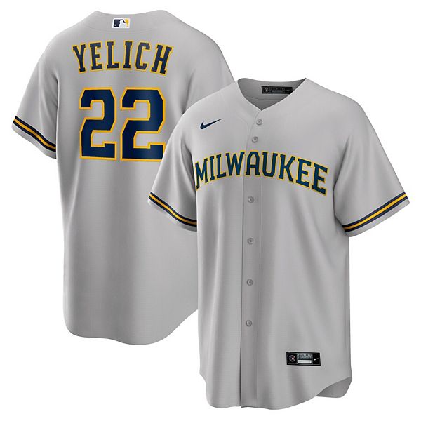 Grey Nike MLB Milwaukee Brewers Road Jersey