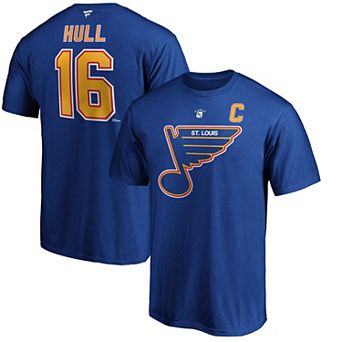 Men's Fanatics Branded Brett Hull Blue St. Louis Blues Authentic Stack Retired Player Name & Number T-Shirt