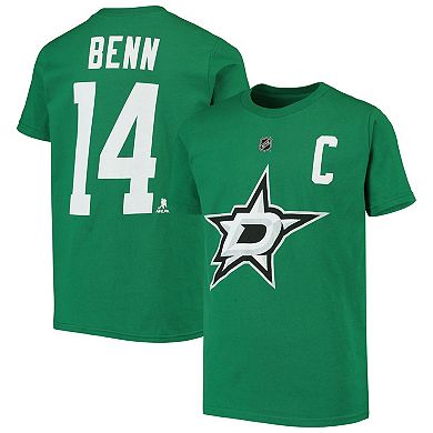 Youth Jamie Benn Kelly Green Dallas Stars Name & Number T-Shirt