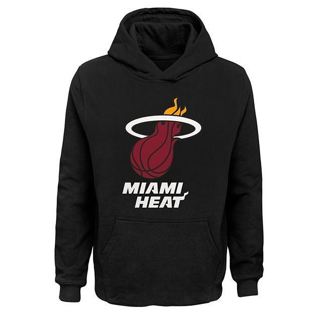 Youth Black Miami Heat Primary Logo Fleece Pullover Hoodie