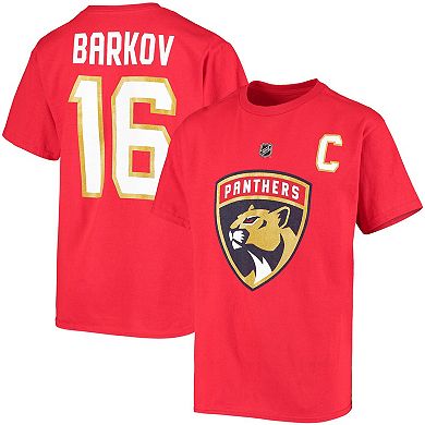 Youth Aleksander Barkov Red Florida Panthers Name & Number T-Shirt