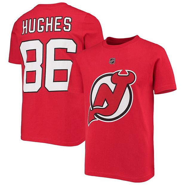 Youth Jack Hughes Red New Jersey Devils Player Name Number T Shirt