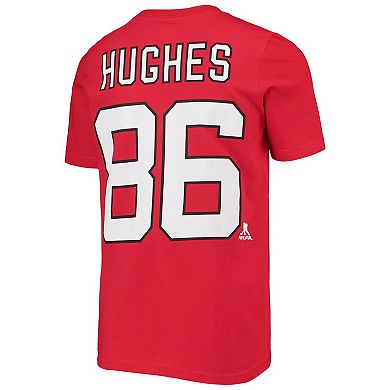 Youth Jack Hughes Red New Jersey Devils Player Name & Number T-Shirt