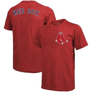 Men's Majestic Threads Red Boston Red Sox Throwback Logo Tri-Blend T-Shirt