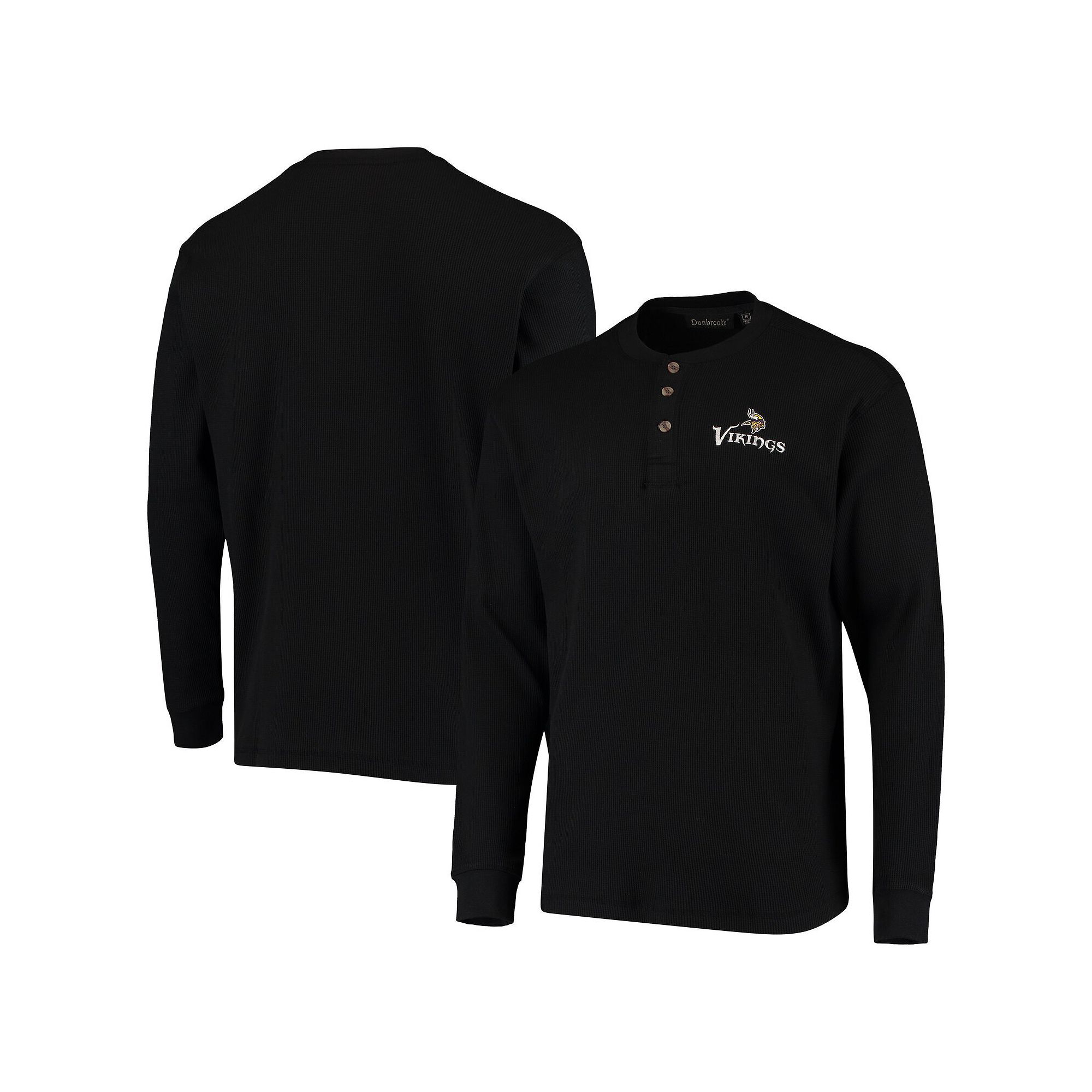 Mens Dunbrooke Black Minnesota Vikings Logo Maverick Thermal Henley Long S