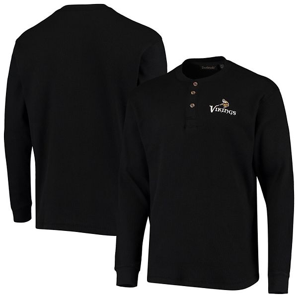 Men's Dunbrooke Black Minnesota Vikings Logo Maverick Thermal Henley Long  Sleeve T-Shirt