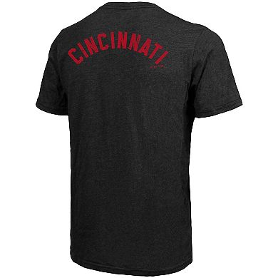 Men's Majestic Threads Black Cincinnati Reds Throwback Logo Tri-Blend T-Shirt