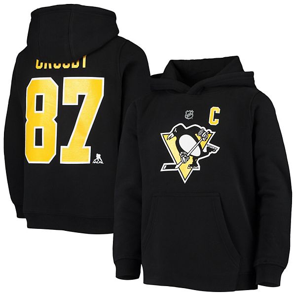 47 Men's Sidney Crosby Black Pittsburgh Penguins Player Name and Number Lacer Pullover Hoodie - Black