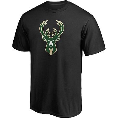 Men's Fanatics Branded Black Milwaukee Bucks Primary Team Logo T-Shirt