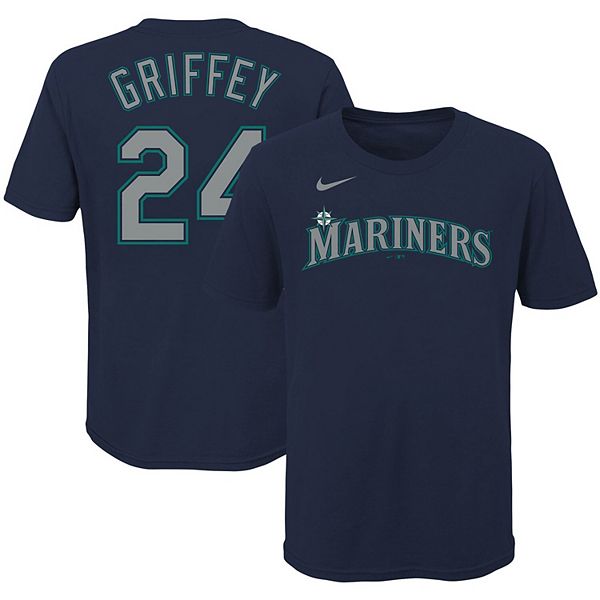 Youth Majestic Ken Griffey Jr. Aqua/Navy Seattle Mariners Cooperstown  Collection Play Hard Player V-Neck Jersey T-Shirt