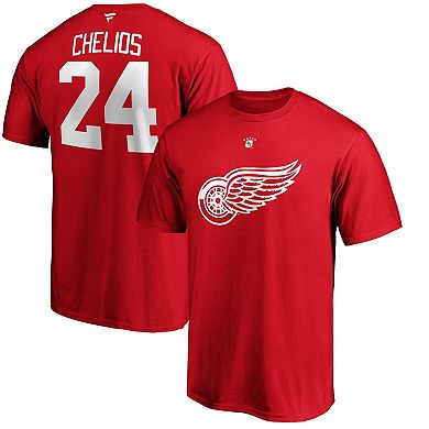 Men's Fanatics Branded Chris Chelios Red Detroit Red Wings Authentic Stack Retired Player Name & Number T-Shirt