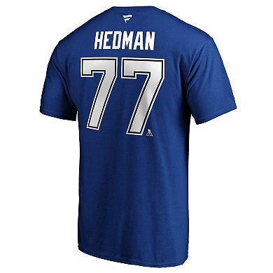 Men's Fanatics Branded Victor Hedman Blue Tampa Bay Lightning Authentic Stack Name & Number T-Shirt