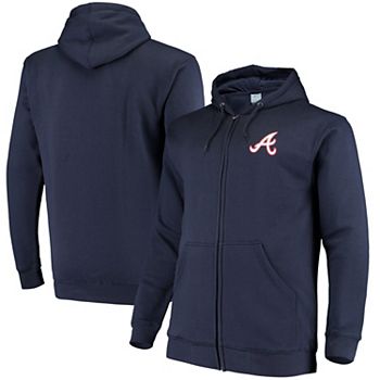 Men's Navy Atlanta Braves Big & Tall Solid Full-Zip Hoodie