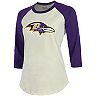 Women's Fanatics Branded Lamar Jackson Cream/Purple Baltimore Ravens Player Raglan Name & Number 3/4-Sleeve T-Shirt