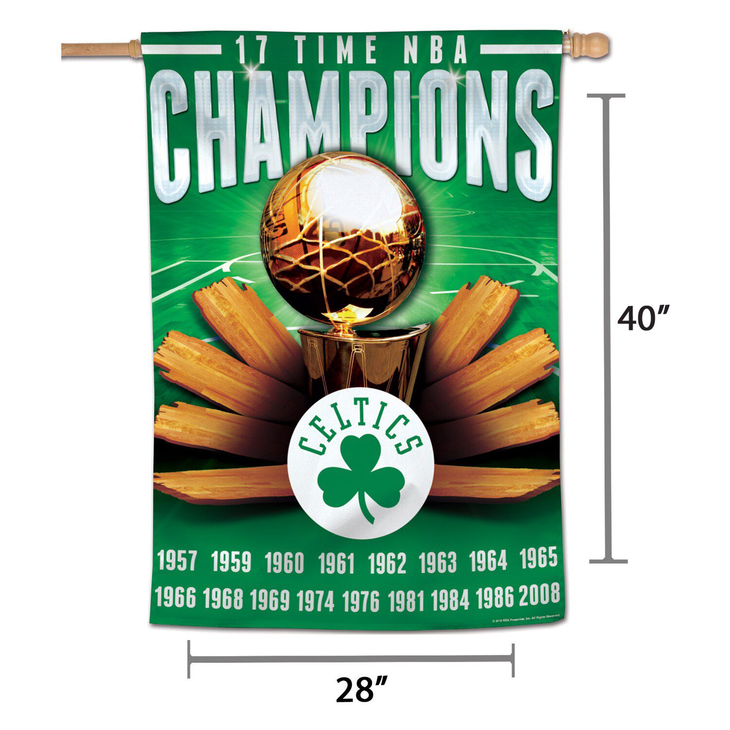 WinCraft Boston Celtics 28" X 40" Championship Years Single-Sided ...