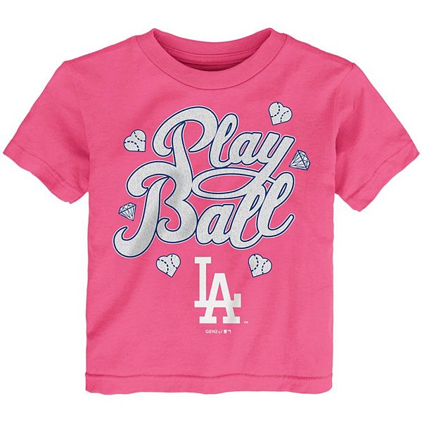 Toddler Pink Los Angeles Dodgers Ball Girl T-Shirt