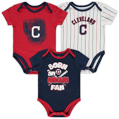 Newborn & Infant Navy/Red/White Cleveland Indians Future Number One 3-Pack Bodysuit Set