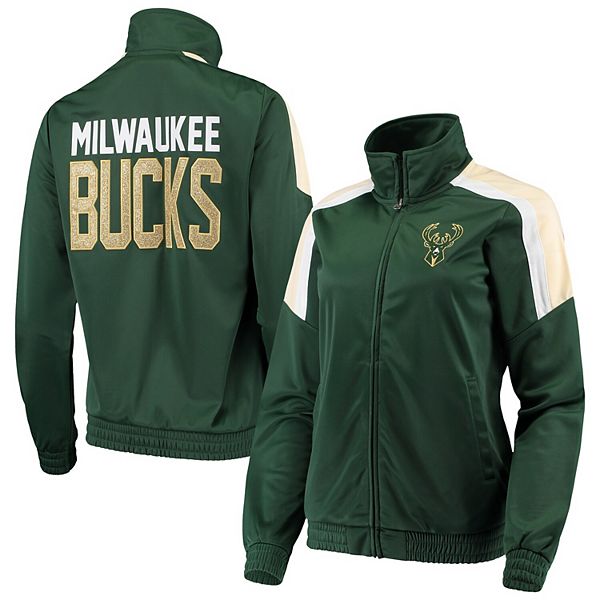 Women S G Iii 4her By Carl Banks Hunter Green Milwaukee Bucks Jump Shot Full Zip Track Jacket