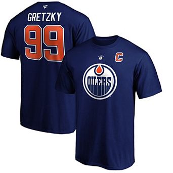Men's Fanatics Branded Wayne Gretzky Royal Edmonton Oilers Authentic Stack Retired Player Name & Number T-Shirt