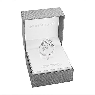 PRIMROSE Sterling Silver Cubic Zirconia Vine Bypass Ring