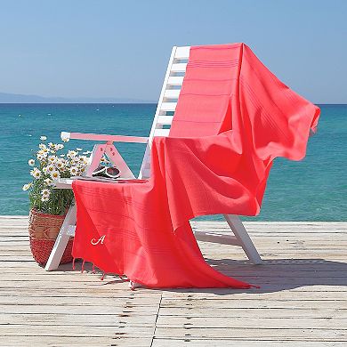 Linum Home Textiles Turkish Cotton Summer Fun Personalized Pestemal Beach Towel