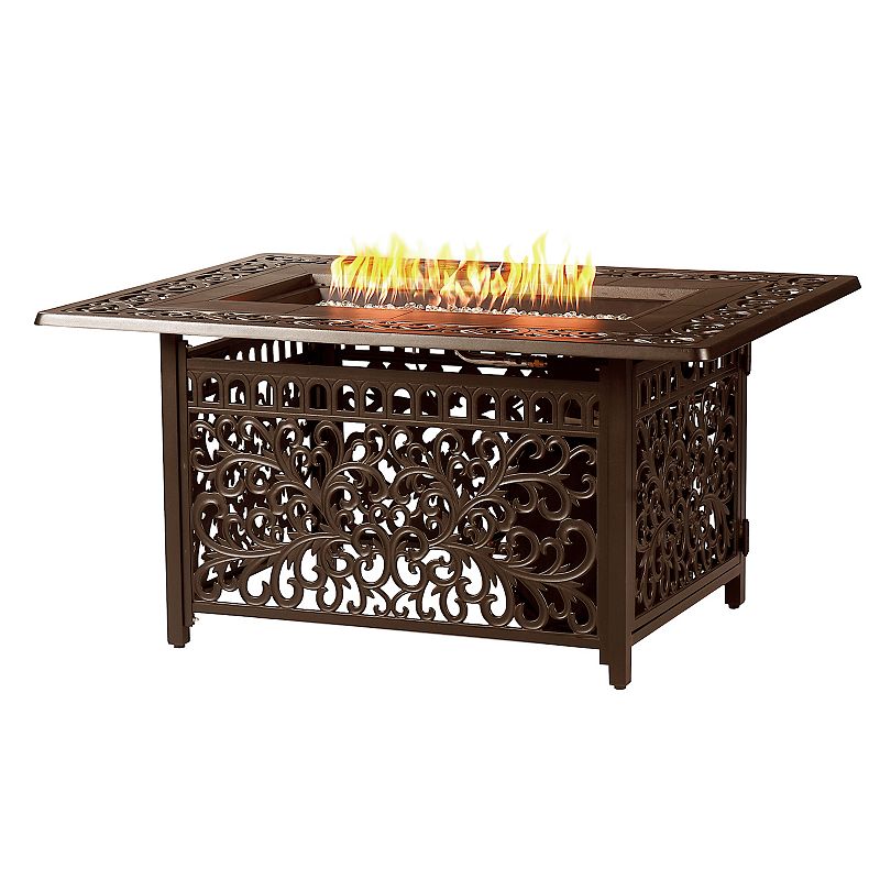 Rectangular Outdoor Propane Fire Table, Brown