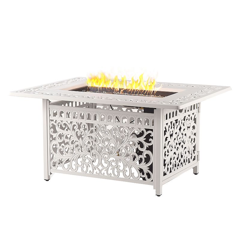 Rectangular Outdoor Propane Fire Table, White