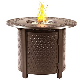 Round Outdoor Diamond Pattern Propane Fire Table