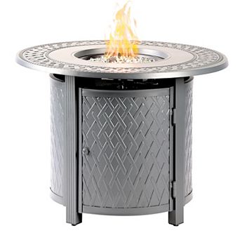 Round Outdoor Diamond Pattern Propane Fire Table